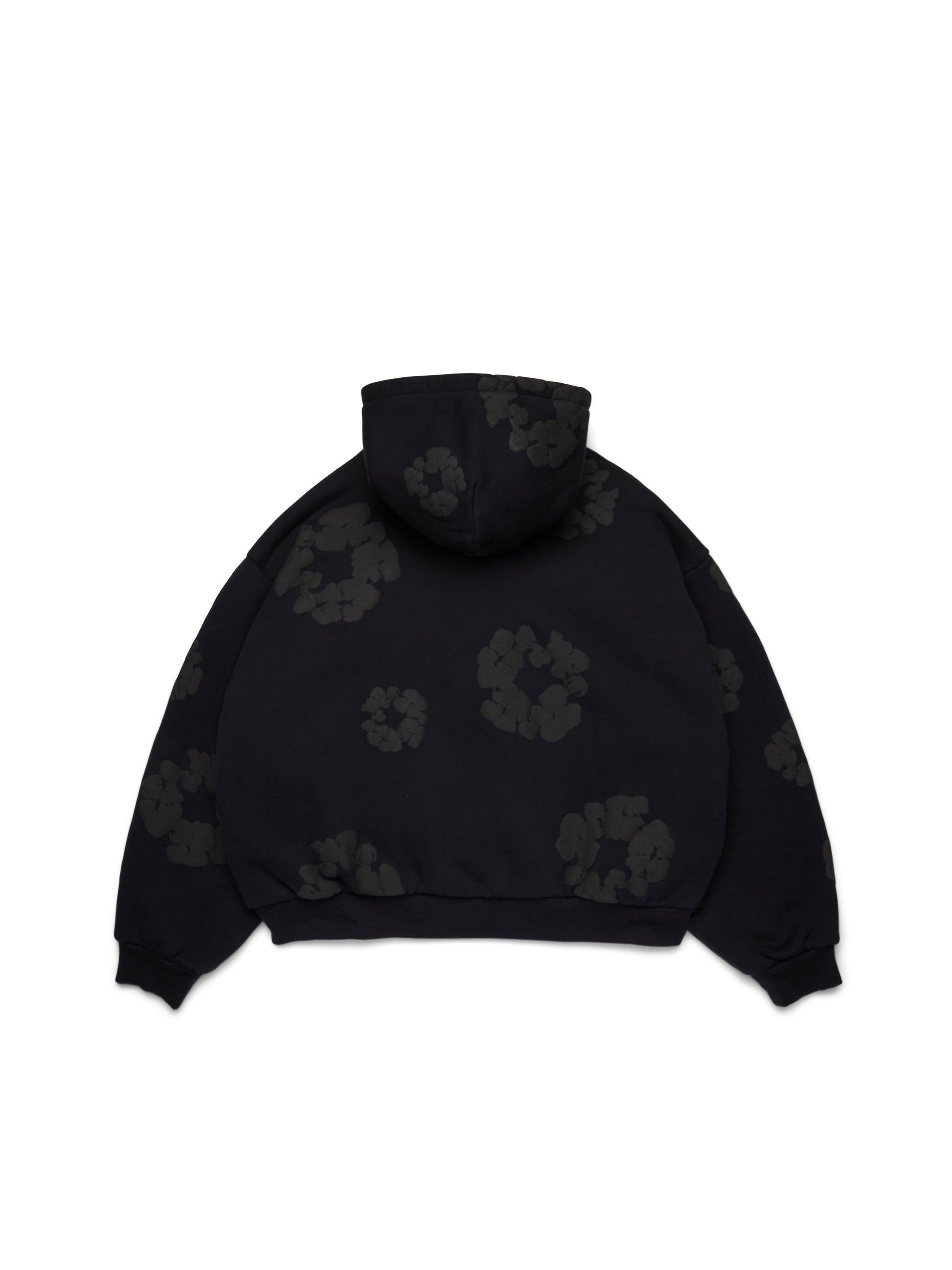 Cotton Wreath Cardigan Hoodie Black – view 2