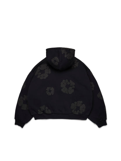 Cotton Wreath Cardigan Hoodie Black – view 2