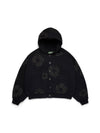 Cotton Wreath Cardigan Hoodie Black
