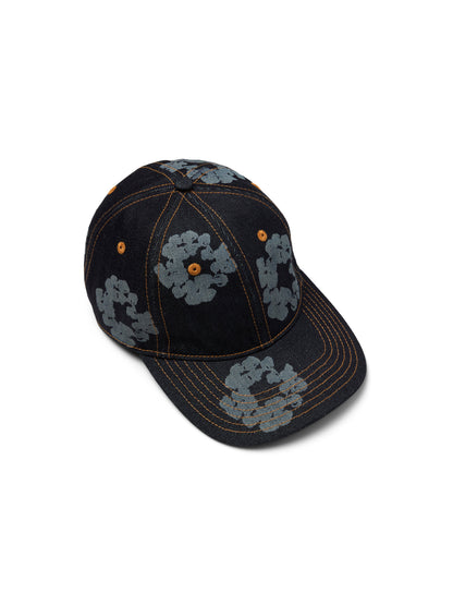 Mono Cotton Wreath Raw Denim Cap Washed Indigo