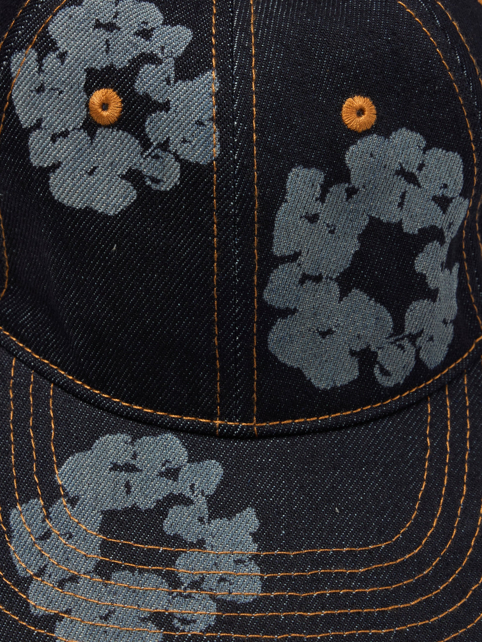 Mono Cotton Wreath Raw Denim Cap Washed Indigo – view 3