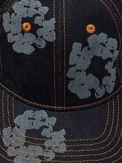 Mono Cotton Wreath Raw Denim Cap Washed Indigo – view 3