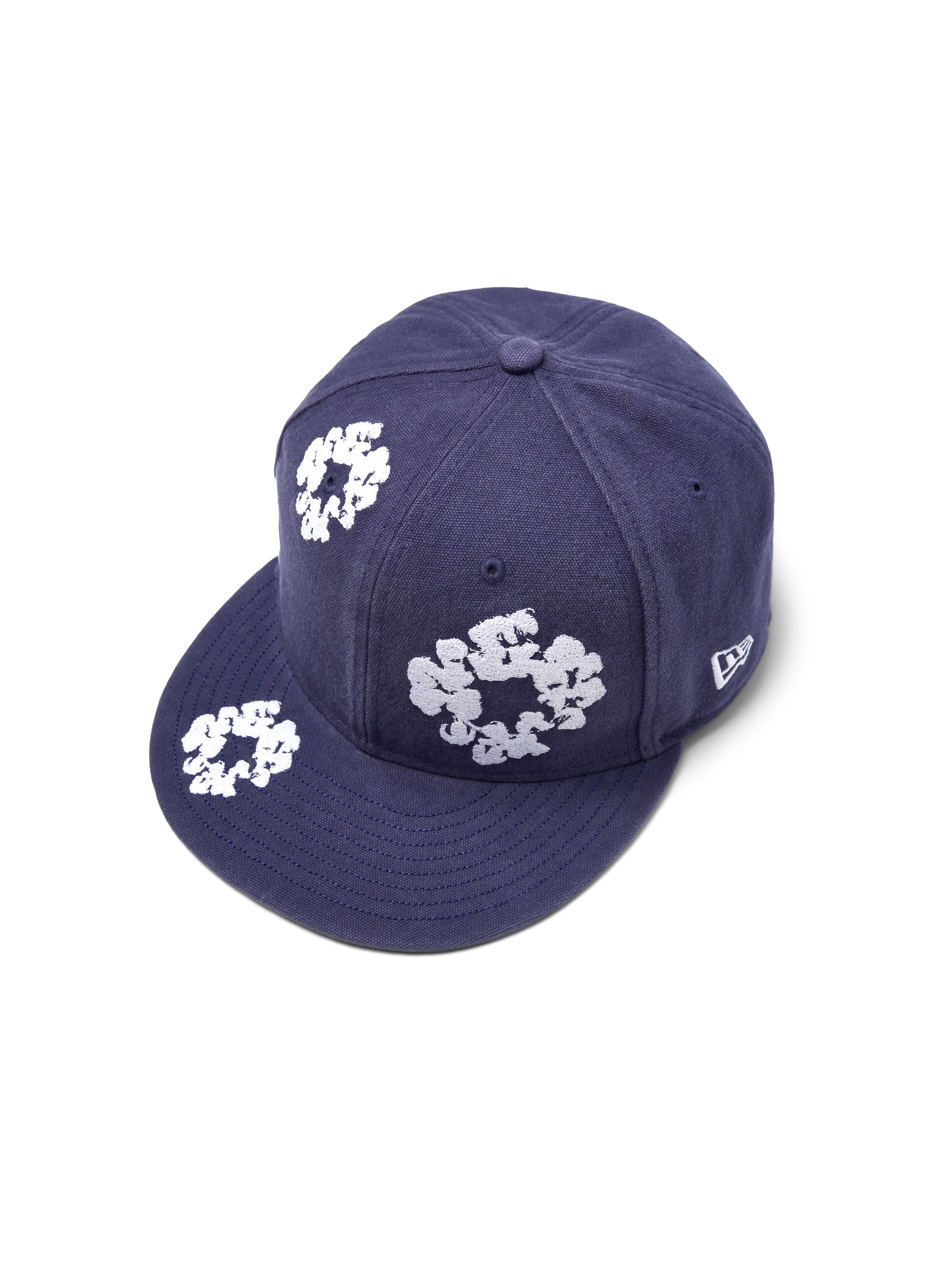 Cotton Wreath New Era 59FIFTY Canvas Fitted Cap Washed Indigo – view 3