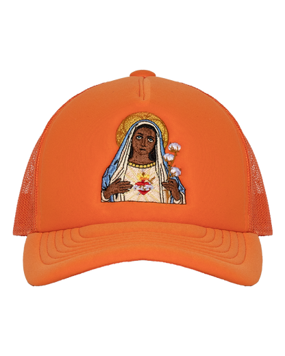 Black Madonna Orange Trucker Hat
