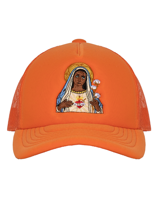 Black Madonna Orange Trucker Hat