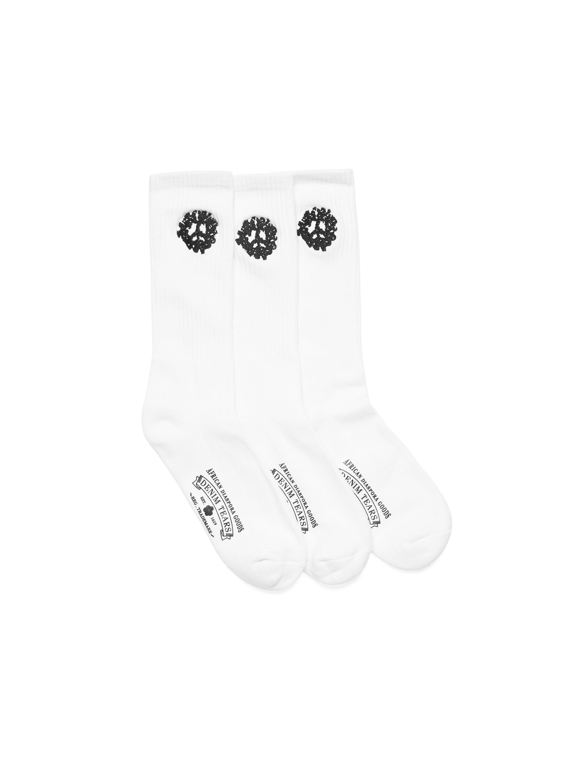 Cotton Peace Wreath 3-Pack Socks White – view 2