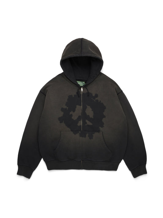 Peace Wreath Knockout Zip Hoodie Black