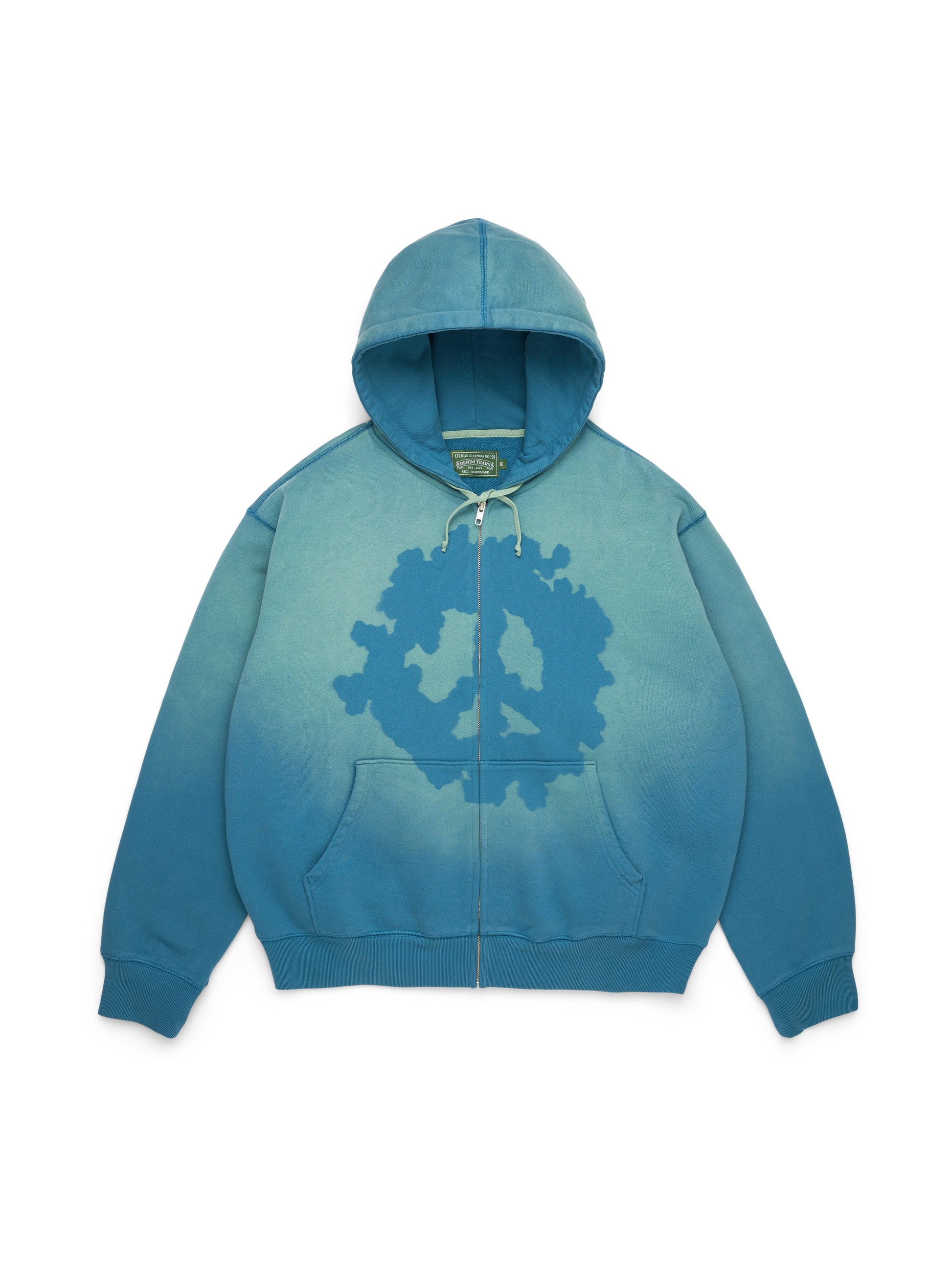 Peace Wreath Knockout Zip Hoodie Blue