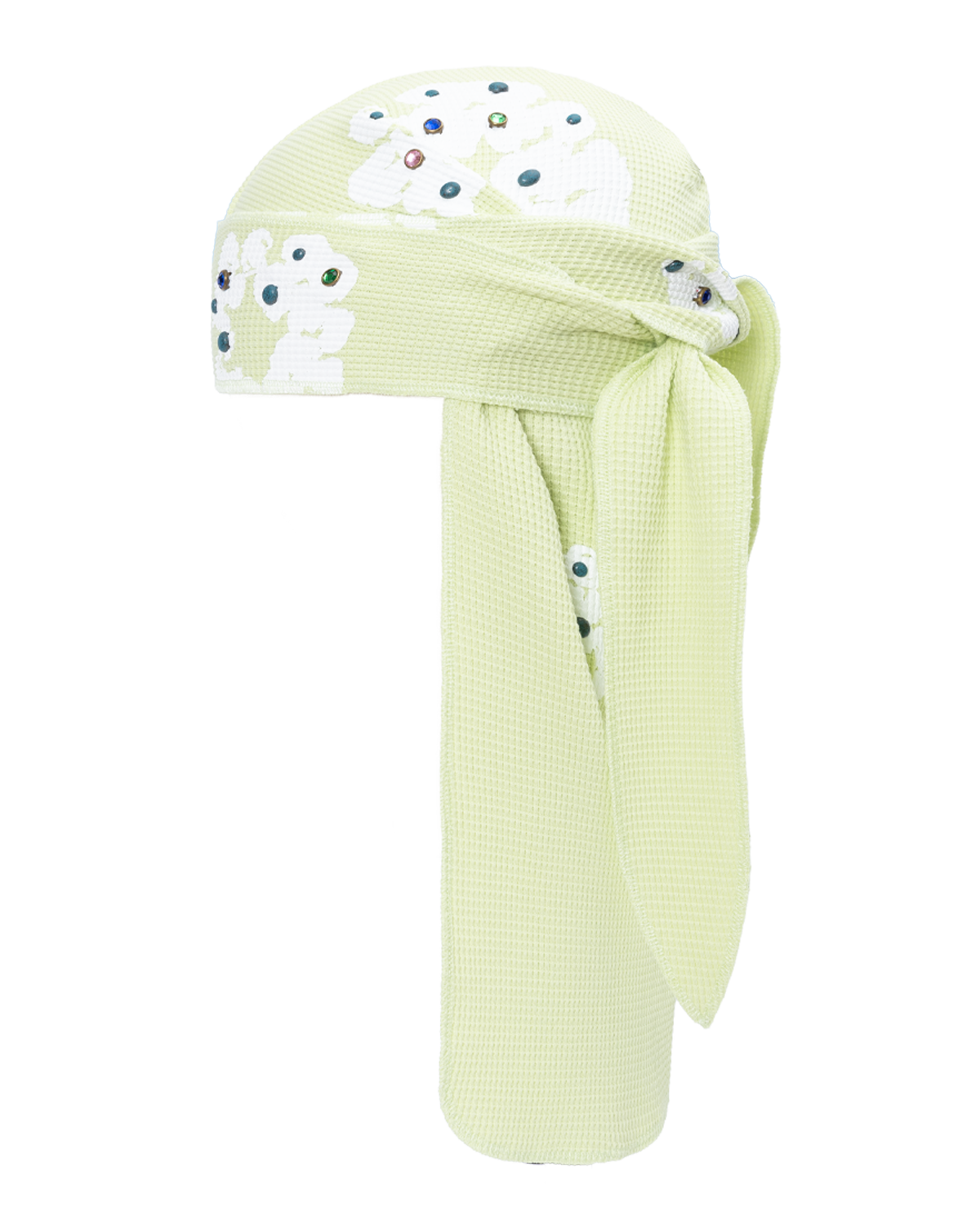Rhinestone Cotton Wreath Durag Mint