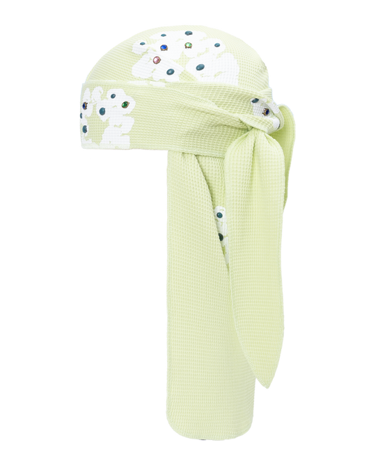 Rhinestone Cotton Wreath Durag Mint