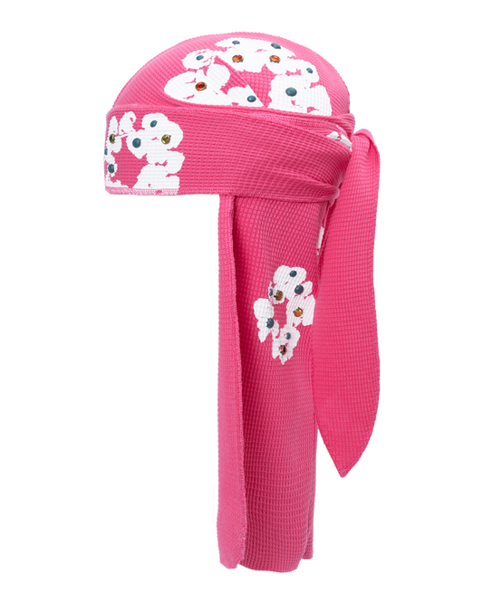 Rhinestone Cotton Wreath Durag Pink