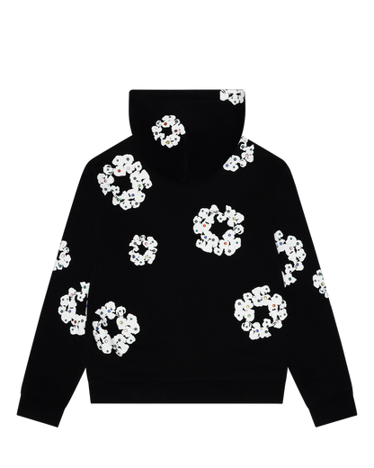 Rhinestone Cotton Wreath Zip Hoodie Black – view 2