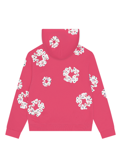 Rhinestone Cotton Wreath Zip Hoodie Pink – view 2