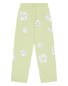 Rhinestone Cotton Wreath Open Hem Sweatpants Mint