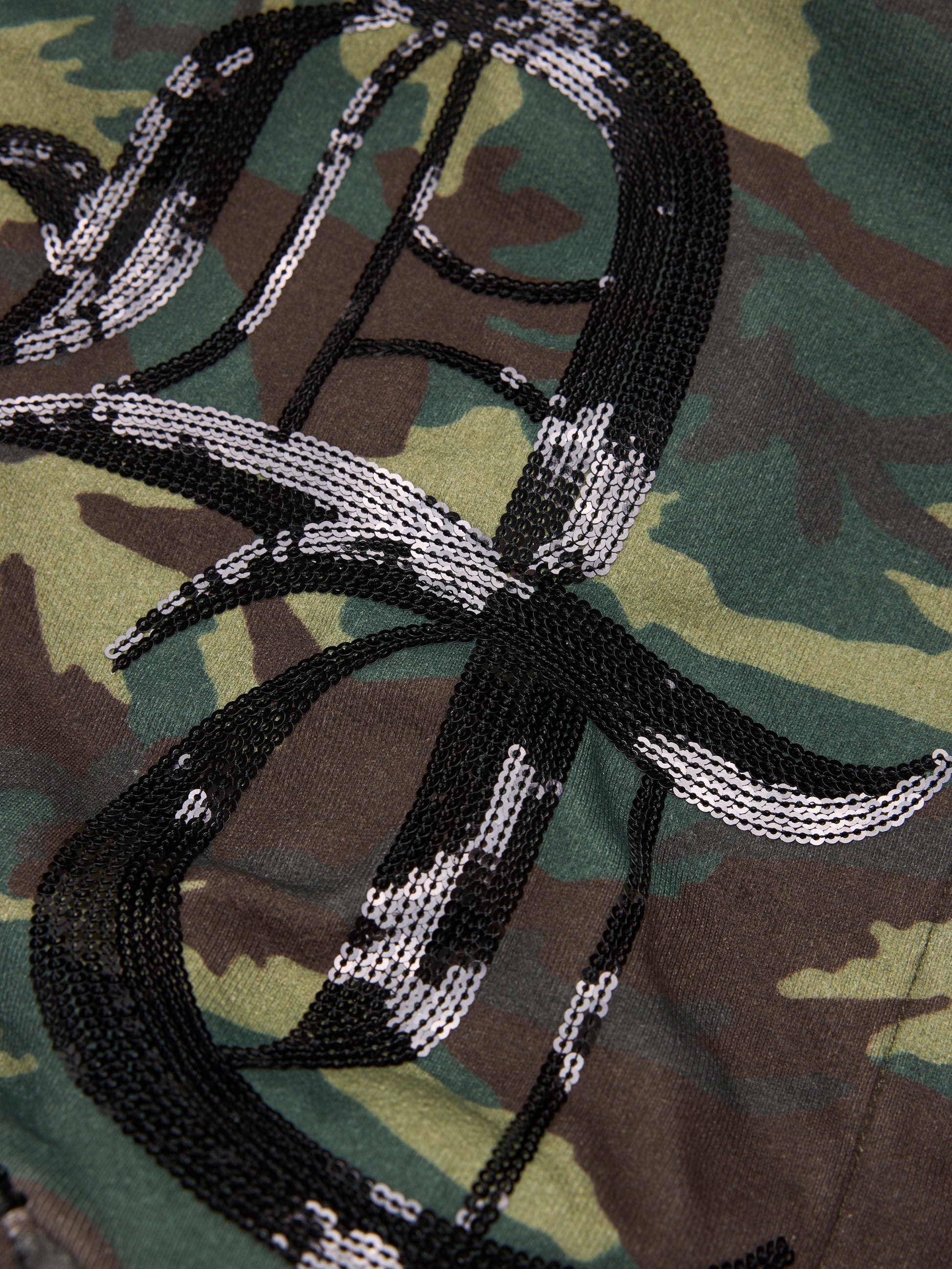 Sequins Sleeve Panel Zip Hoodie Camo – view 5