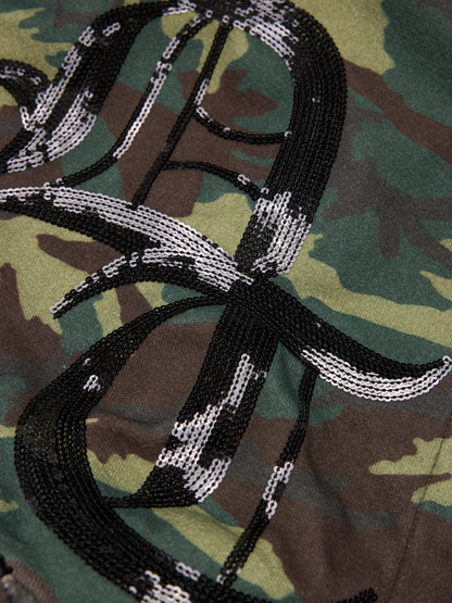 Sequins Sleeve Panel Zip Hoodie Camo – view 5