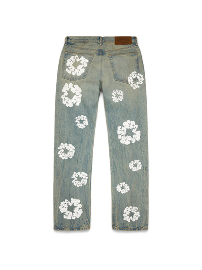 Straight Cotton Wreath Denim Pant Dirty Wash – view 2
