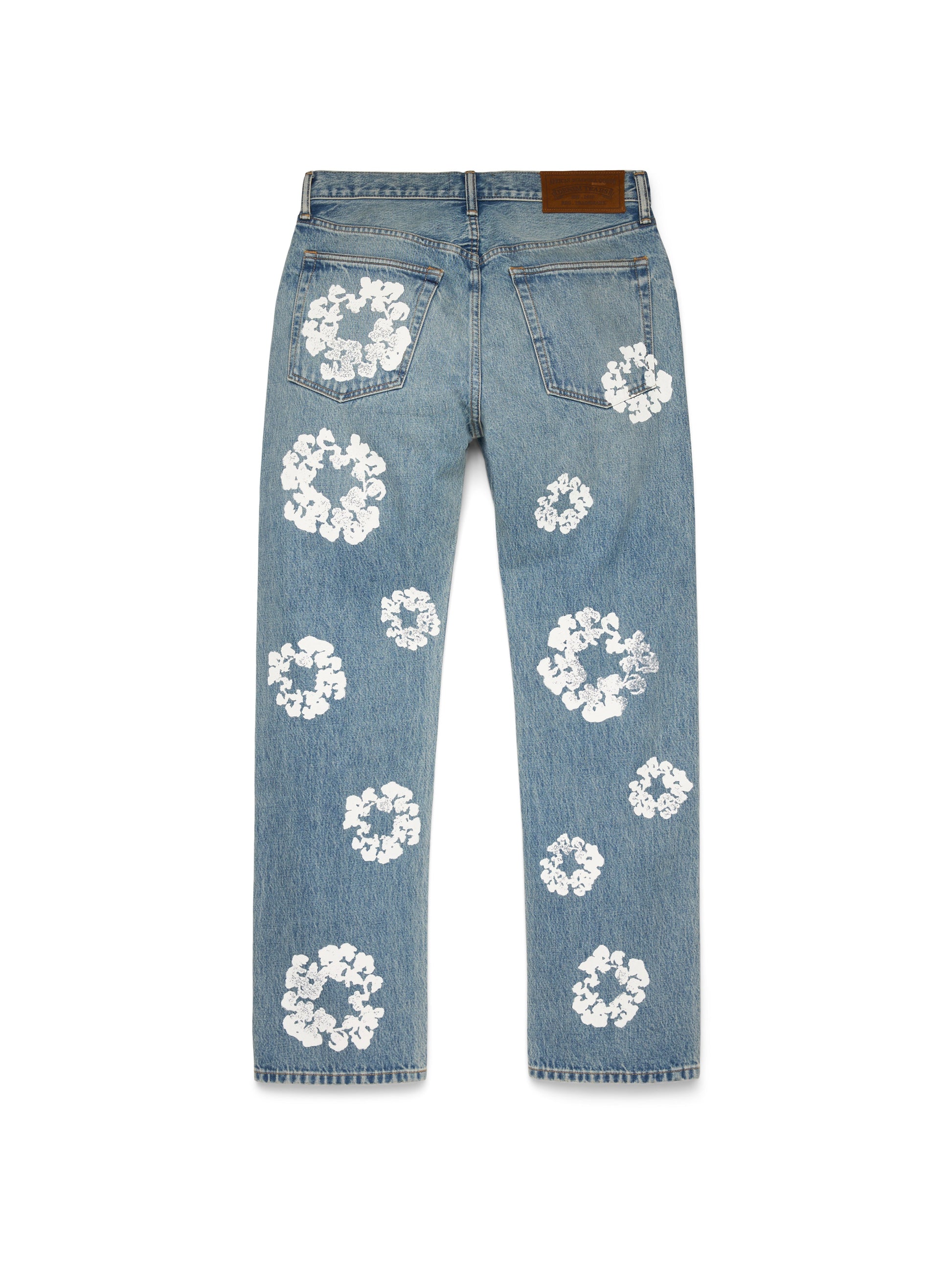 Straight Cotton Wreath Denim Pant Light Wash – view 2
