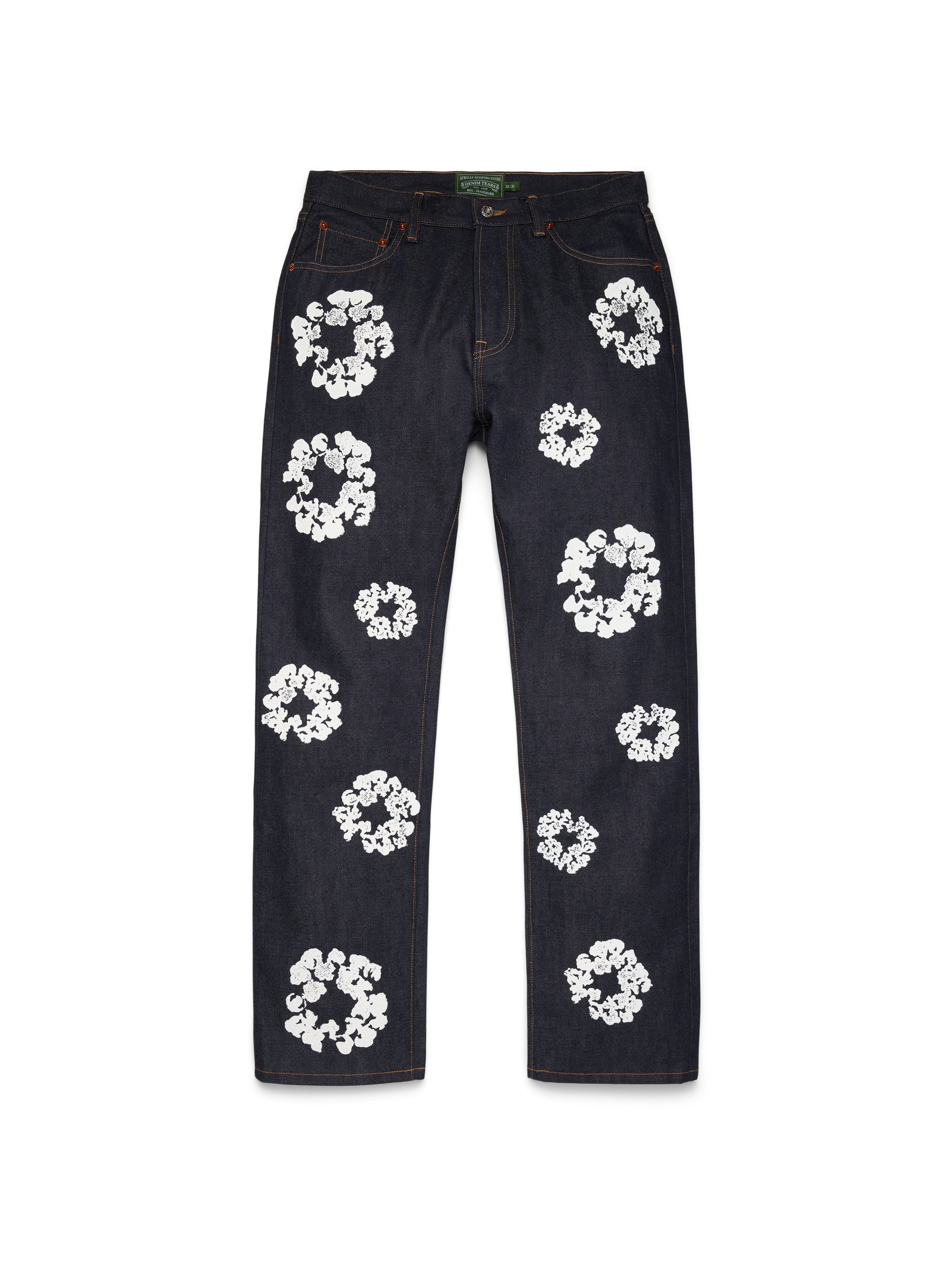 Straight Cotton Wreath Denim Pant Selvedge