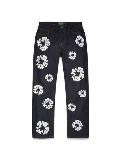 Straight Cotton Wreath Denim Pant Selvedge