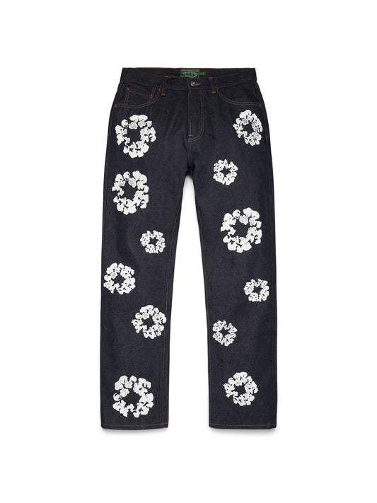 Straight Cotton Wreath Denim Pant Selvedge