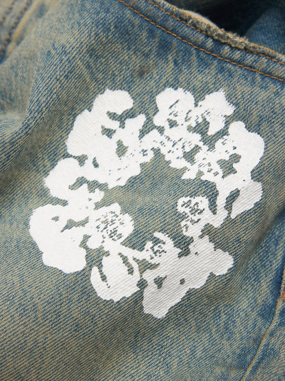 Straight Cotton Wreath Denim Pant Dirty Wash – view 3