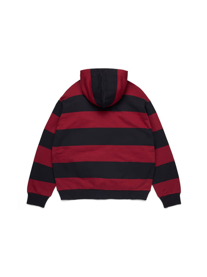 Striped Crest Zip Hoodie Red/Navy – view 2