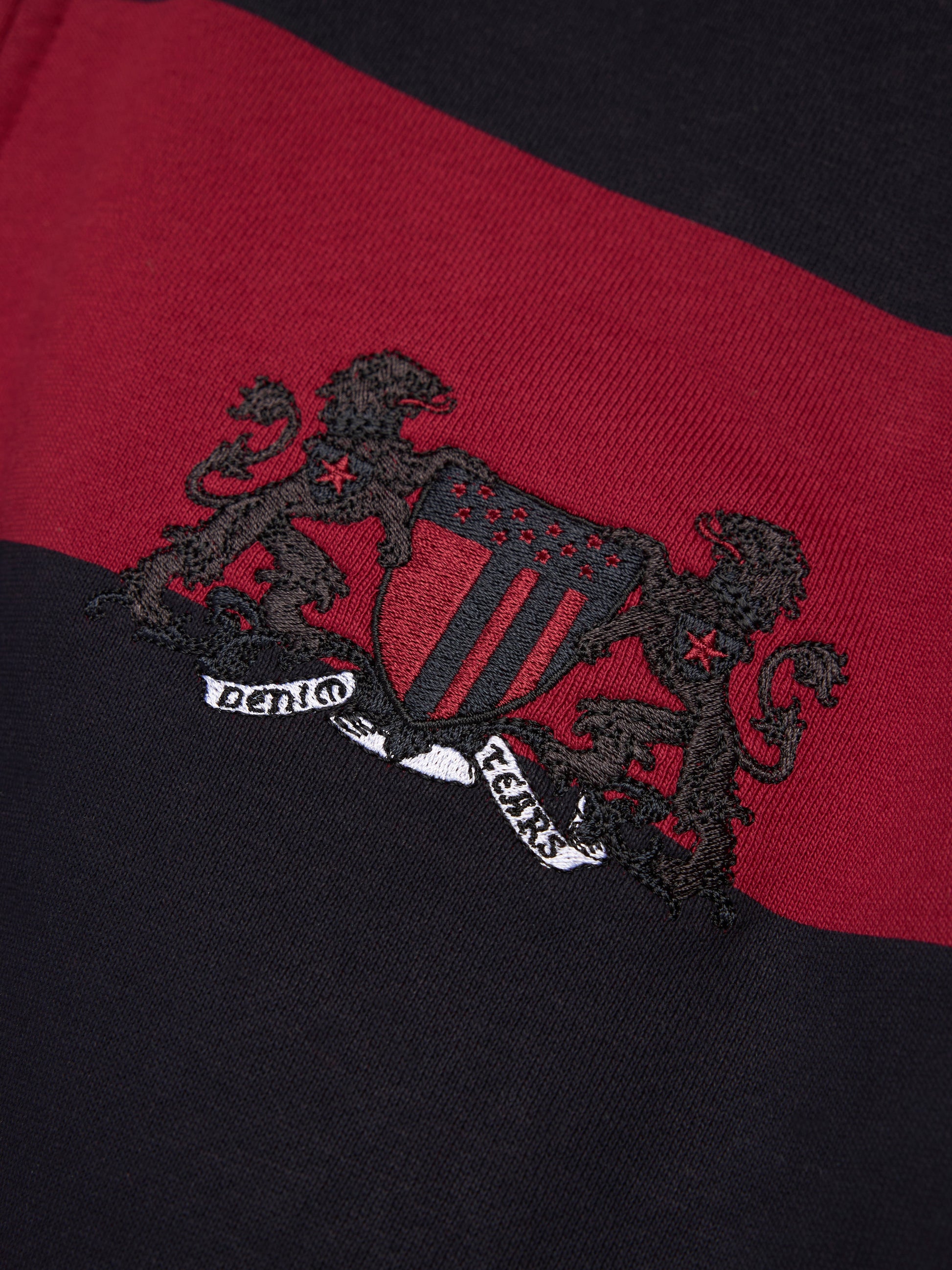 Striped Crest Zip Hoodie Red/Navy – view 3