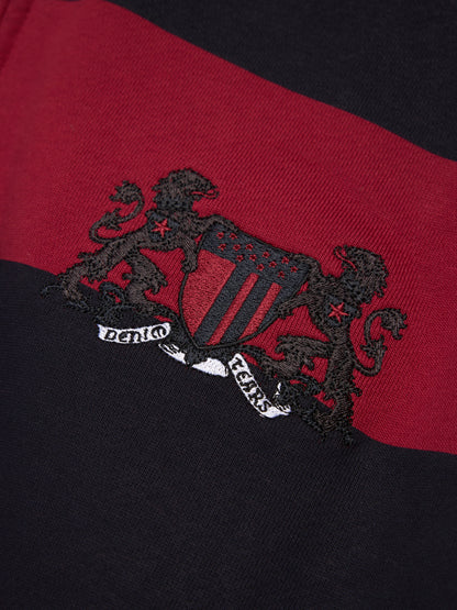 Striped Crest Zip Hoodie Red/Navy – view 3