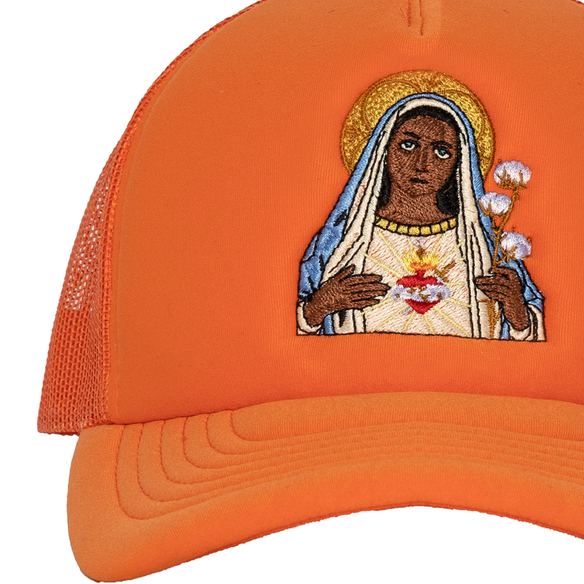 Black Madonna Orange Trucker Hat – view 3